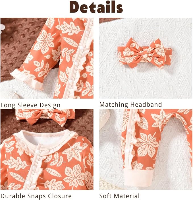 Aalizzwell Baby Girls Romper Outfit Fall Winter Clothes - Image 2
