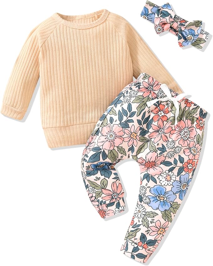 HINTINA Infant Baby Girl Knit Pullover Long Sleeve Sweater Outfits Fall Winter by HINTINA