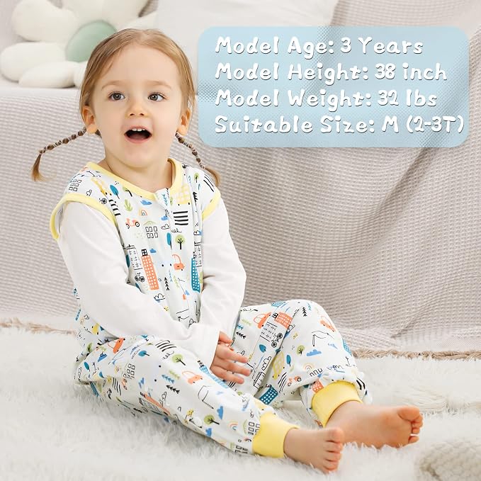 WONDAY Toddler Sleep Sack with Feet, 0.5 Tog Sleeping Sacks - Image 3