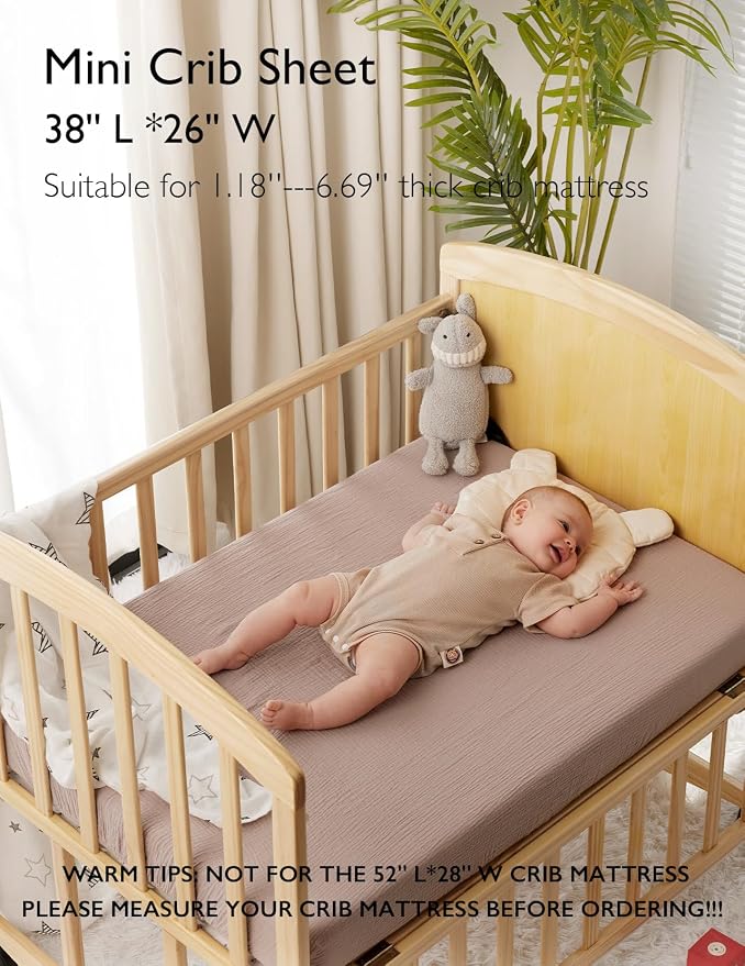 Momcozy Muslin Mini Crib Sheets Fitted - Image 2