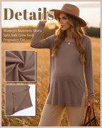 Riyiper 3 Pack Women's Maternity Long Sleeve T-Shirts Round Neck Side Split - Image 3