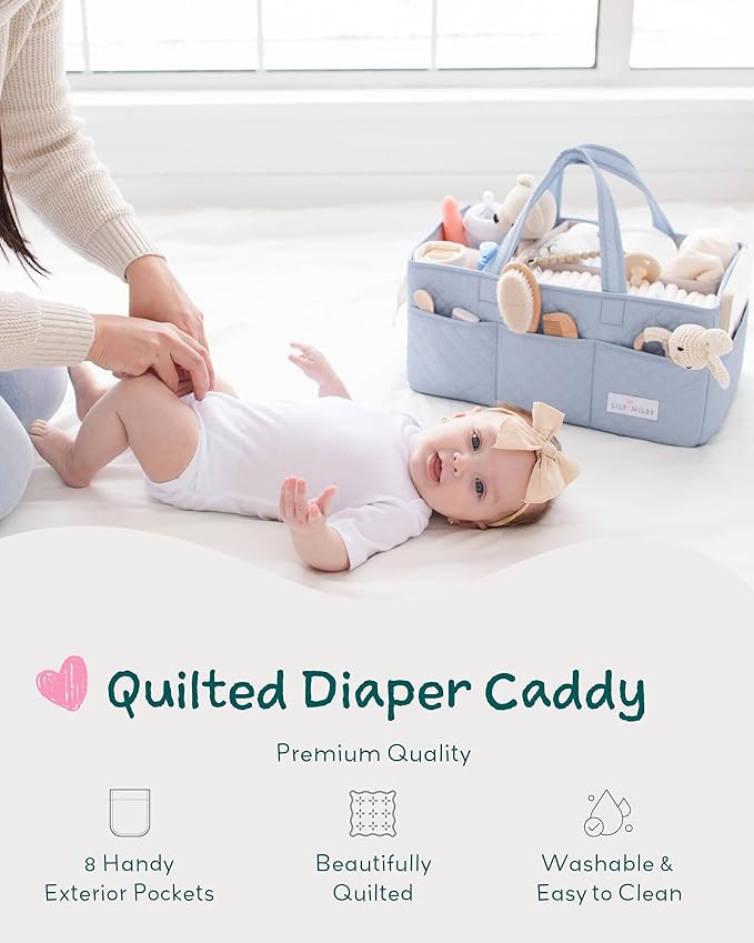 Lily Miles Baby Diaper Caddy Organizer, Quilted Nursery Storage Organizer - Image 2