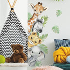 44.88 x 11.75 Inch Watercolor Jungle Animal Wall Decals - Image 4