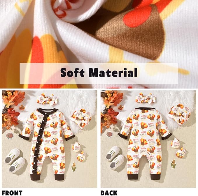 Aalizzwell Baby Girls Romper Outfit Fall Winter Clothes - Image 3