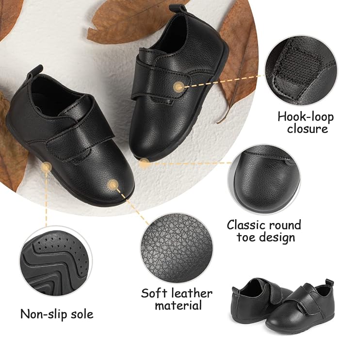 ohsofy Infant Baby Boy Oxford Shoes PU Leather Loafers Rubber and Soft Sole - Image 4