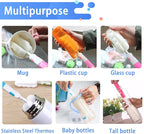 Bottle Brush 8PCS Sponge Cup Brush Set Cup Scrubber Brush Portable Long Handle - Image 4