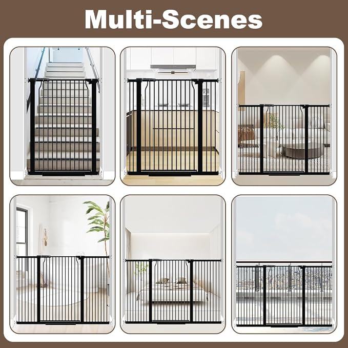 40.55" Walk Through Extra Tall Wide Baby Gates, 74.1"-76.7" Black Pressure - Image 8