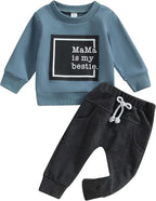 Toddler Baby Boy Clothes Solid Color Long Sleeve Crewneck Sweatshirt Top Casual by MABABY