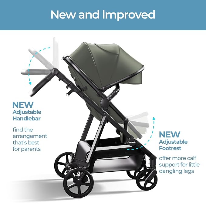 Mompush Baby Stroller, Convertible 2-in-1, Infant Car Seat Compatible, Includes - Image 2