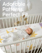 Space Crib Fitted Sheet, Super Stretchy Jersey Star Crib Sheets, Buttery Soft - Image 2