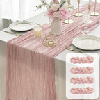 FEXIA Cheesecloth Table Runner Dusty Pink 35x120 Inches 4 Packs Gauze Table by FEXIA