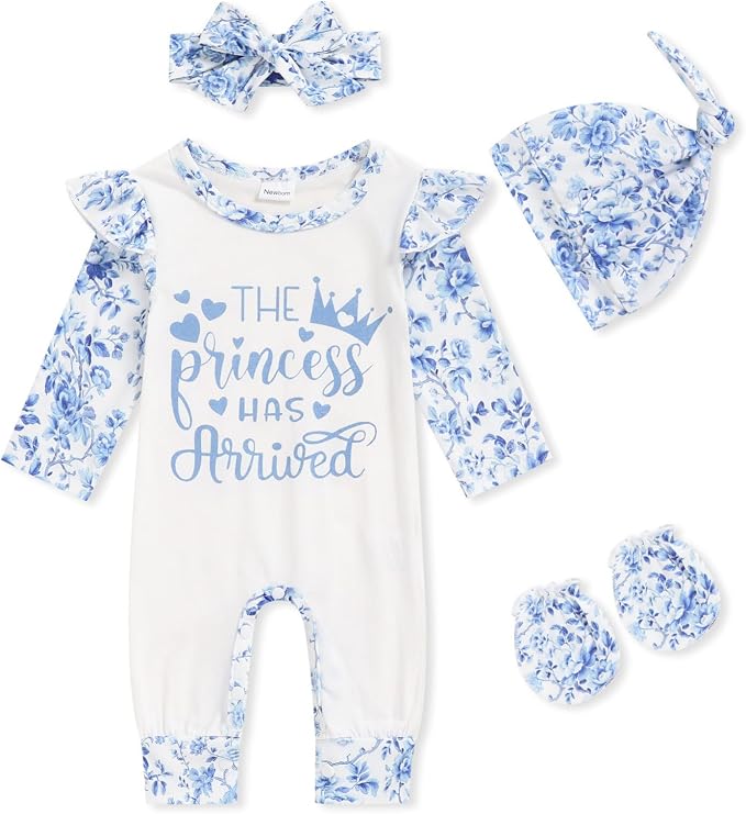 GRNSHTS Newborn Baby Girl Romper Infant Letter Print Jumpsuit Floral by GRNSHTS