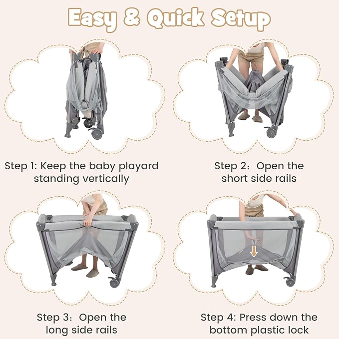 BABY JOY 4 in 1 Pack and Play, Portable Baby Playard - Image 5