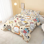 QOOMO Kawaii Cat Comforter Twin, Kawaii Animals Comforter Set - Image 3