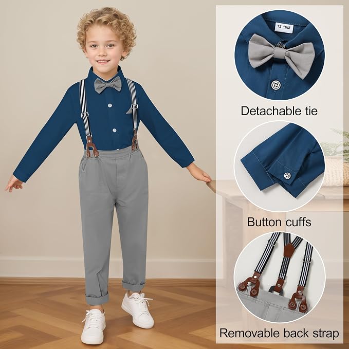 CARETOO Toddler Boy Clothes Suit Gentleman Wedding Outfits Kids Formal Dress - Image 3
