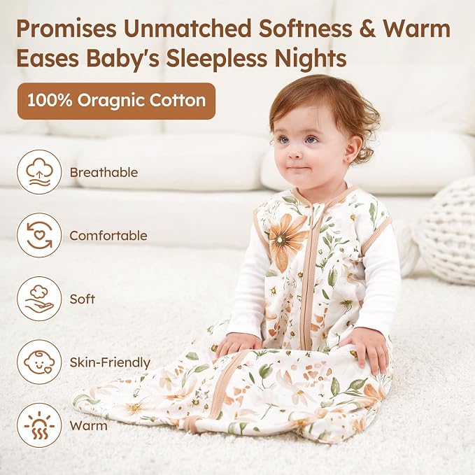 Baby Sleep Sack 12-18 Months 100% Cotton Lightweight 0.5 TOG Wearable Blanket - Image 2