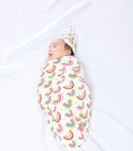 Newborn Swaddle Blanket with Hat Set, Unisex Baby Receiving Blanket Nursery Wrap by DreamHalo