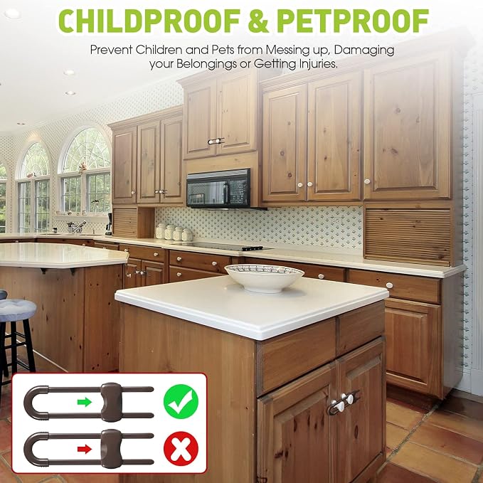 Jetec 10 Pieces Cabinet Locks for Babies, U-Shaped Proofing Drawers Safety - Image 4