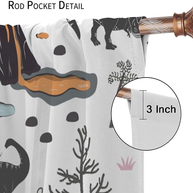 Funny Dinosaur Curtains Cute Dino Cartoon Animals Abstract Aesthetics Art Print - Image 5