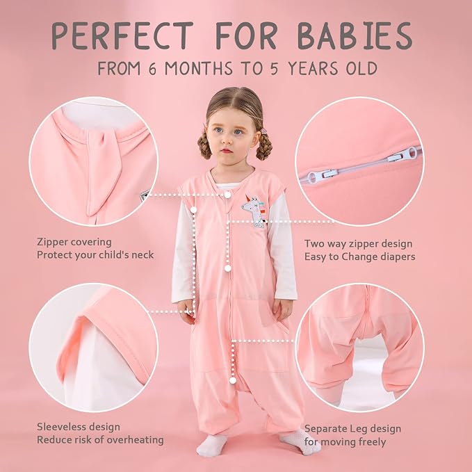 WONDAY Toddler Sleep Sack with Feet, 0.5 Tog Sleeping Sacks - Image 2