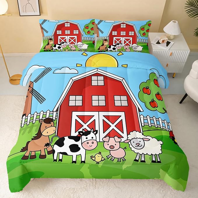 QOOMO Farm Animals Comforter, Farmhouse Comforter Set - Image 2