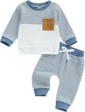 Toddler Baby Boy Fall Clothes Waffle Outfit Long Sleeve Color Blocking by Fufuriprefer