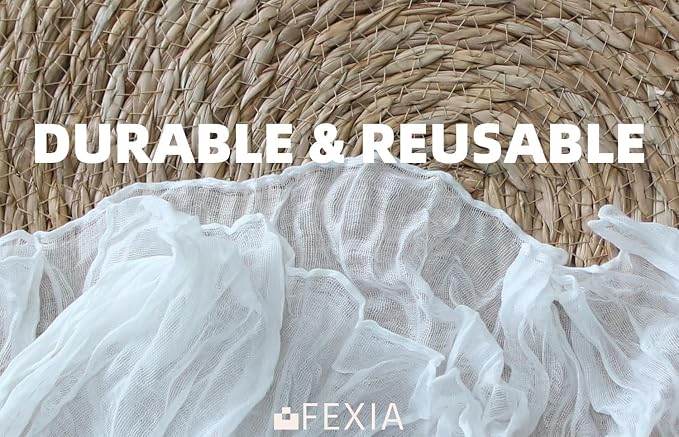 FEXIA 6 Pack White Cheesecloth Table Runner 35x120 Inches - Image 3
