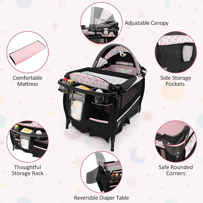 BABY JOY 4 in 1 Pack and Play, Portable Baby Playard - Image 8
