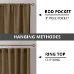 Tollpiz Short Linen Curtain Bedroom Rod Pocket Semi Sheer Curtains Burlap Light - Image 5