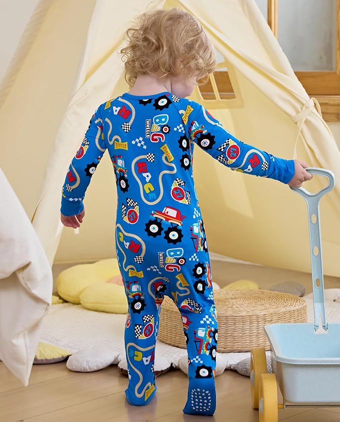 Bamboo Viscose Baby Convertible Footie Pajama, Zipper Pajamas - Image 9
