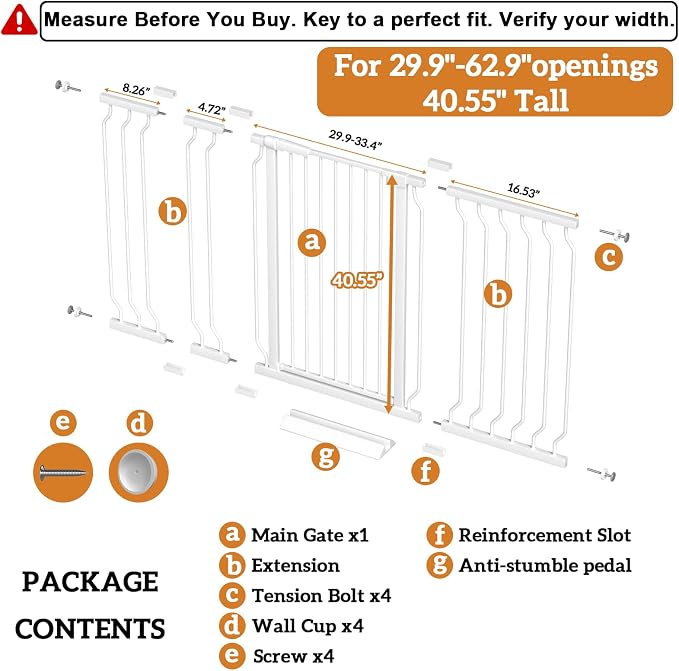 Extra Tall 40.55" Gate, 29.92-62.99" Extra Tall and Wide Dog Gate, Extra Wide - Image 2