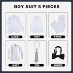 JPF Boy's Formal Suit Set Slim Fit Kids Tuxedo Suits - Image 2