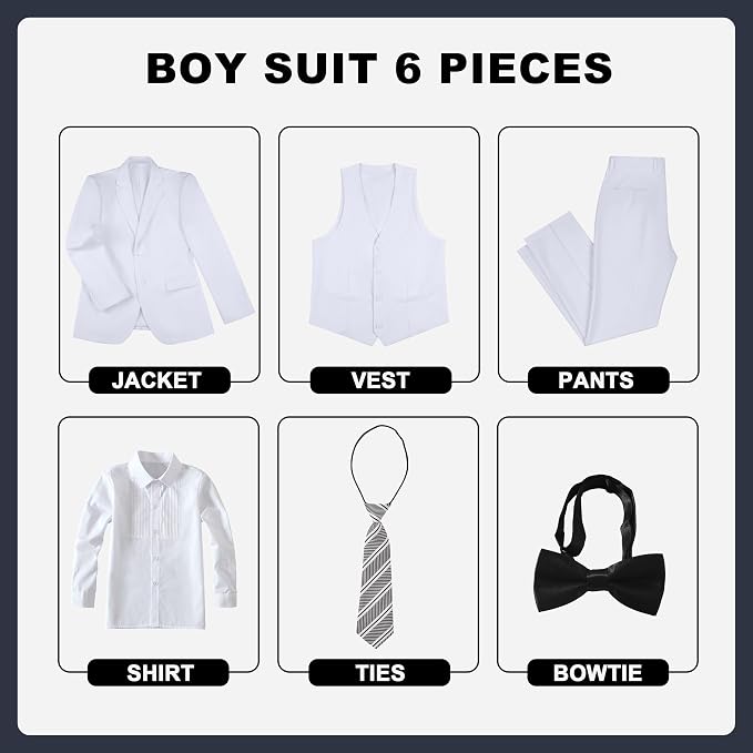 JPF Boy's Formal Suit Set Slim Fit Kids Tuxedo Suits - Image 2