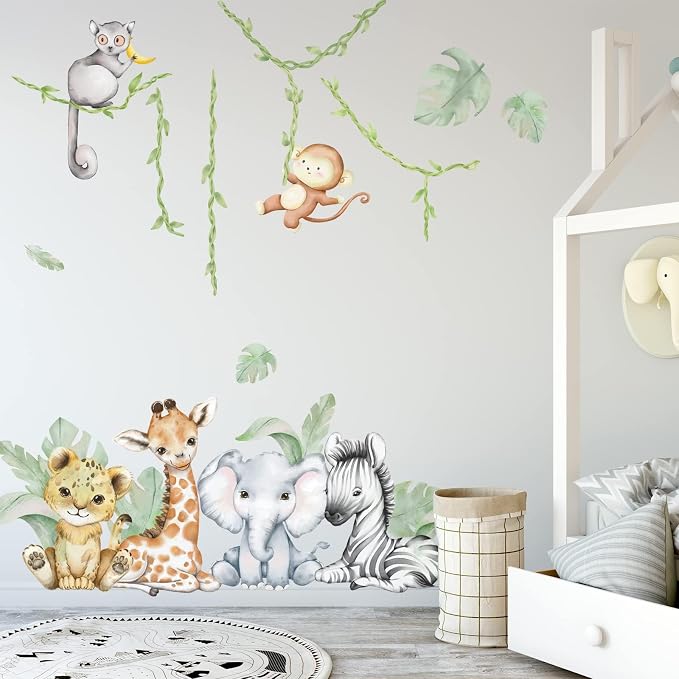 59.05x53.14 Inch Woodland Animals Wall Decals Forest Animal Wall Decal Elephant - Image 4