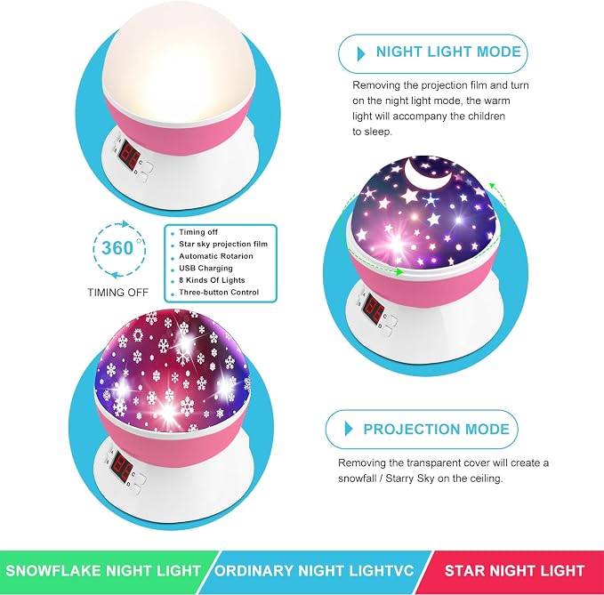 Snowflake Projector Night Light Indoor, Snowflake Nightlight - Image 5