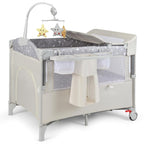 BABY JOY 5-in-1 Pack and Play, Portable Baby Bedside Sleeper by BABYJOY