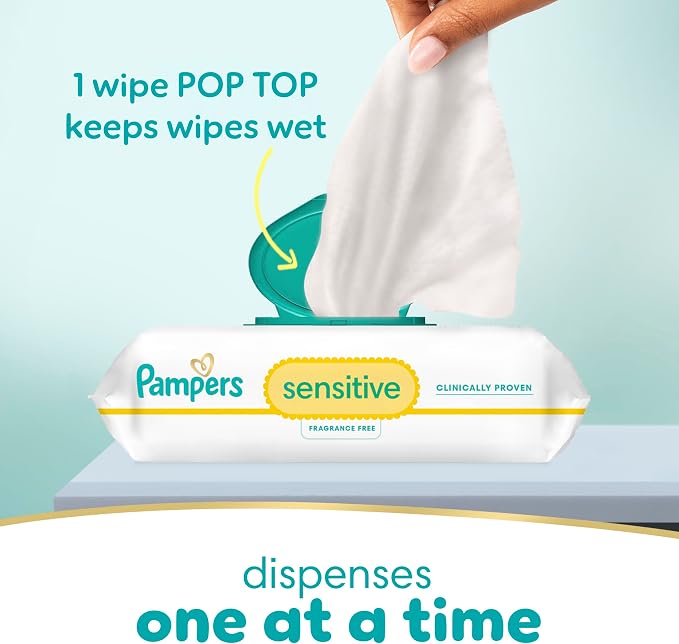 Pampers Baby Wipes Sensitive, Water Based Baby Wipes, Hypoallergenic and - Image 9