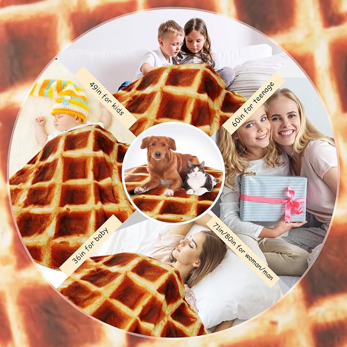 Lhedon Waffle Blanket Adult Size, 71 inch Food Blanket, Birthday Gifts - Image 6