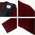 Boys Tuxedo Suit 3 Pieces Kids Formal Slim Fit Velvet Suits Set - Image 5