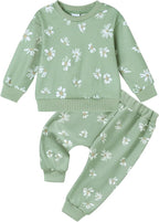 ZOEREA Toddler Baby Girl Clothes Long Sleeve Pullover Tops + Pants Set Floral by ZOEREA