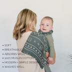 Mebie Baby Burp Cloths, Printed 3-Pack, Muslin Burp Cloth Set - Image 2
