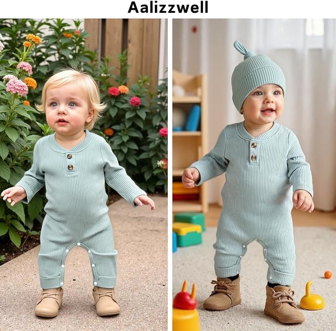 Aalizzwell Newborn Baby Ribbed Romper - Image 2