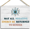 Evil Eye Decor Wooden Hanging Plaque, May All Negative Energy Be Returned to by sahjzk