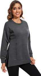 Smallshow Women's Nursing Tops Sweatshirt Long Sleeve Side Split Breastfeeding - Image 3