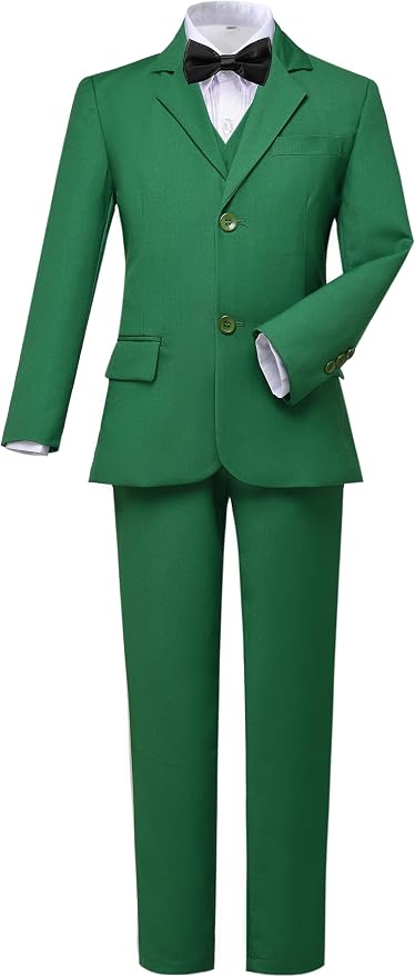 Boys Suits 5 Pieces Slim Fit Blazer Pants Black Blue Outfit Suit - Image 3