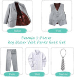 Boy's Suit Formal Slim Fit 5 Pieces Suit Set Blazer Vest Pants - Image 2