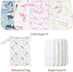 HappyFlute 9 Sets Newborn Baby Cloth Pocket Diapers Adjustable Reusable - Image 2