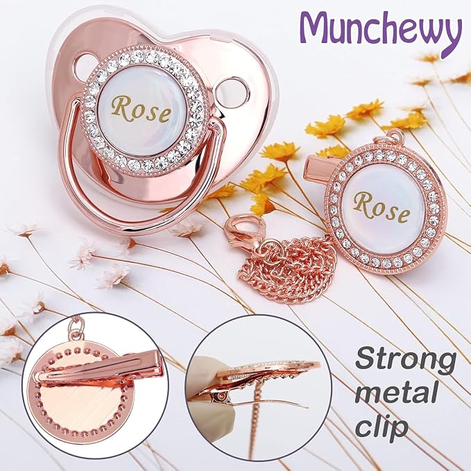 Personalized Pacifier with Name, Customized Pacifier Clip Set with Gift Box - Image 5