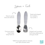 Bumkins Toddler Utensils, Kids Size Fork and Spoon Set, Silicone and - Image 2