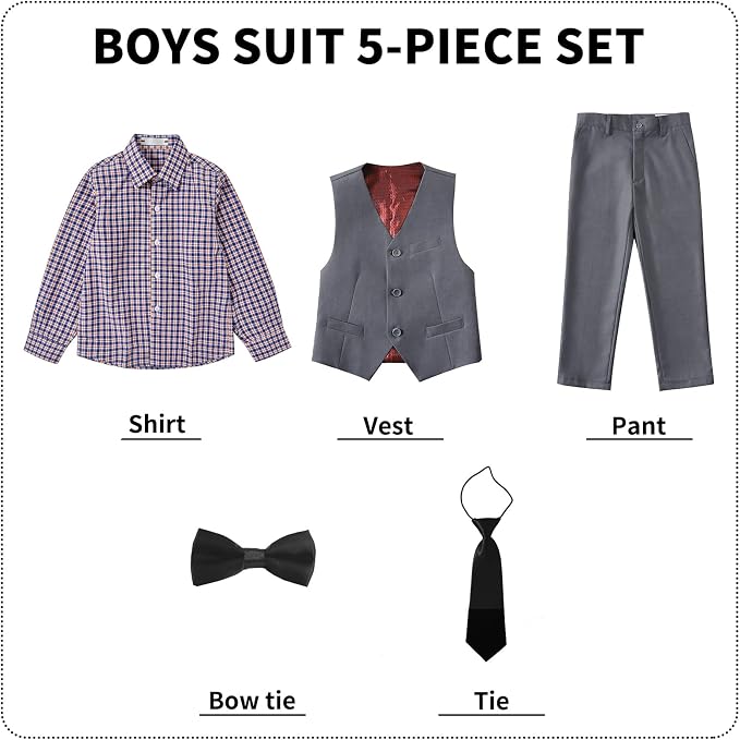 Boys' Suits Formal Slim Fit Tuxedo Boys Vest and Pants Set - Image 6